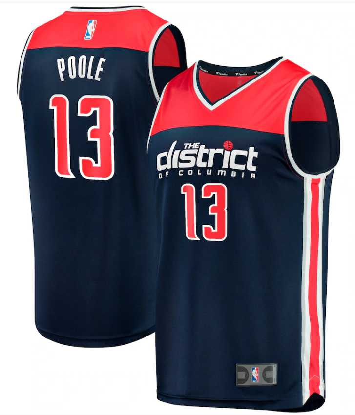 Mens Washington Wizards Navy #13 Jordan Poole Fast Break Statement Edition Stitched NBA Jersey Dzhi